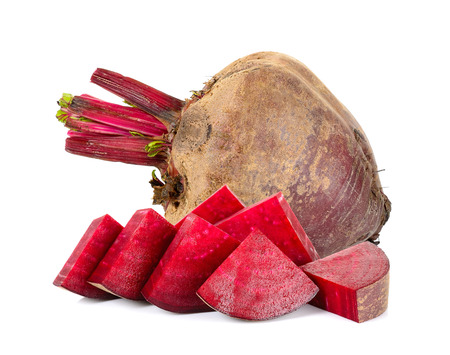 Red beetroot with sliced isolated on the white background.