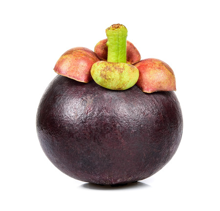 Mangosteen isolated on the white background .の写真素材