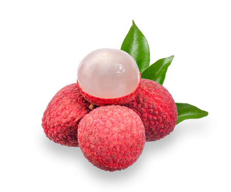 Lychee isolated on white with clipping path.の写真素材