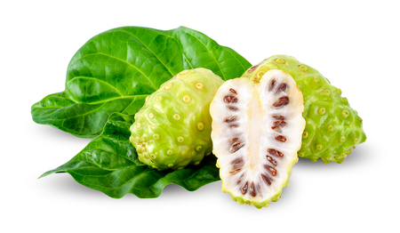 noni fruit isolated on white clipping path.の写真素材
