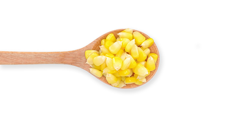 Fresh corn isolated on white, top view.