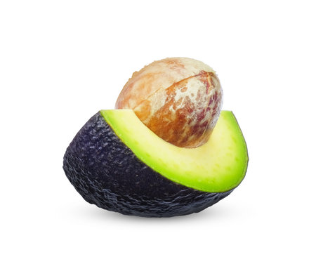 Sliced avocado fruit isolated on white background. avocado clipping pathの写真素材
