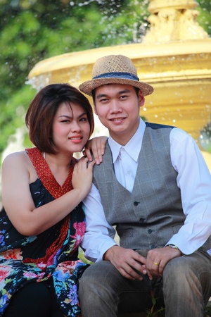 man and women take a picture before marryの写真素材