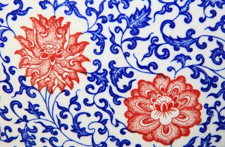 old chinese flowers pattern style painting on the ceramic bowl use for background 