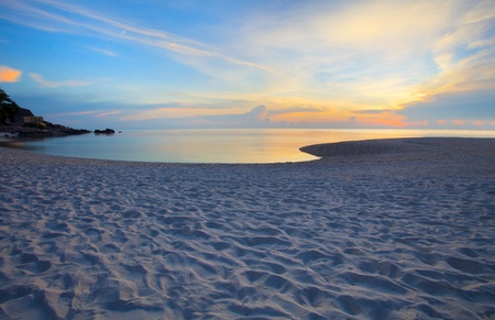 colorful sky in evening at sea beach original colorの写真素材