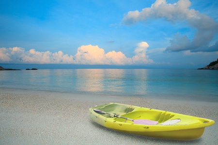 sea kayak on sea beachの写真素材