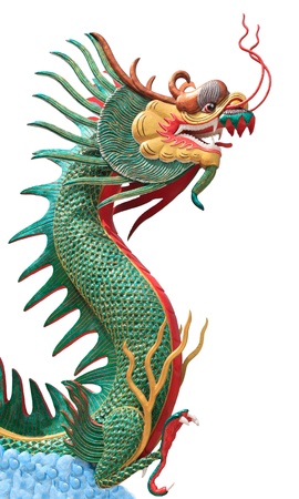 face of dragon on blue clouds isolated whiteの写真素材