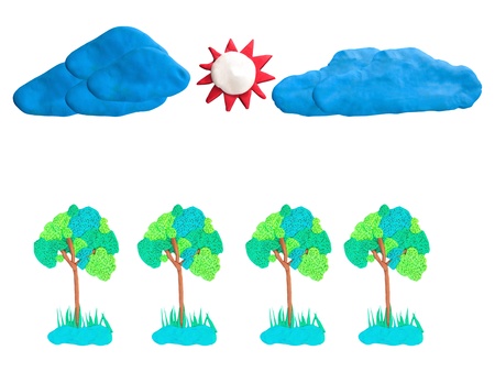 sun coluds on sky and tree bottomの写真素材