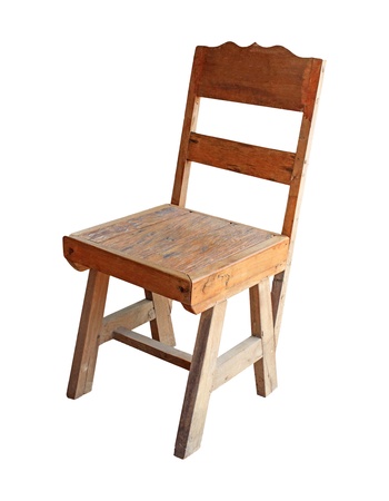 old classic wood desk isolated whiteの写真素材