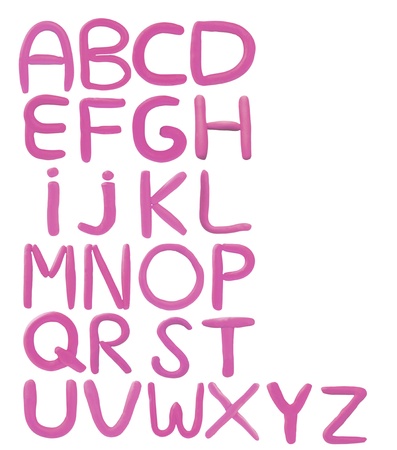 colorful clay sculpture alphabet isolated on white backgroundの写真素材
