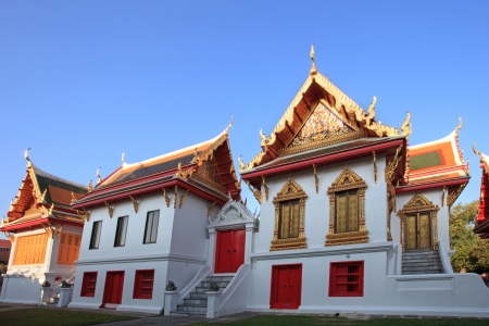 mable temple landmark of bangkok thailandの写真素材