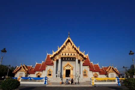 mable temple landmark of bangkok thailandの写真素材