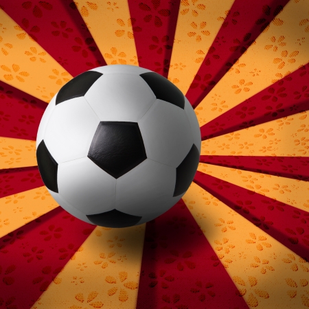 soccer football on red yellow backgroundの写真素材