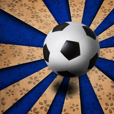 soccer football on blue ray backgroundの写真素材