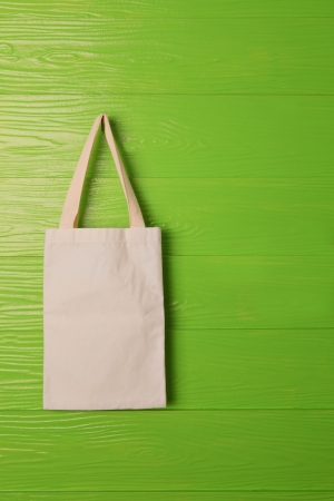 clothes bag on green background concept for save nature reused bag の写真素材