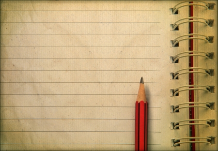 old paper and red pencil vintage color styleの写真素材