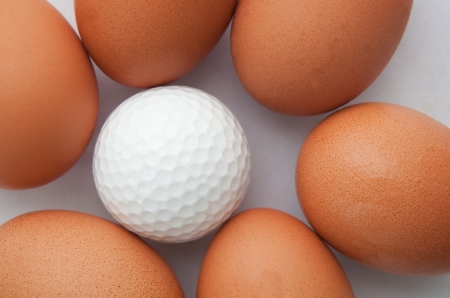golf ball and fresh egg creative for sport idea 