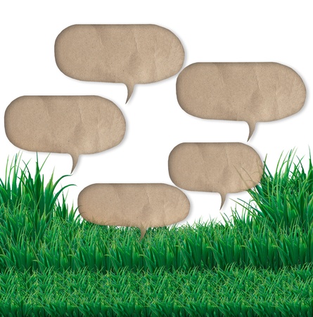 quote bubble over green grass field の写真素材