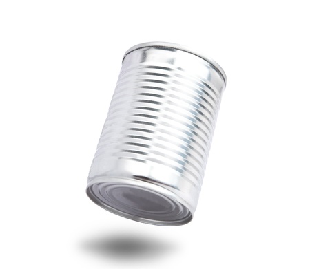 aluminium can floating on air with shadow bottomの写真素材