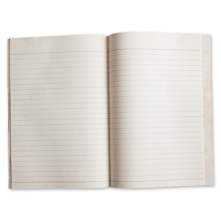 two page of old paper book with order line  isolated on white の写真素材