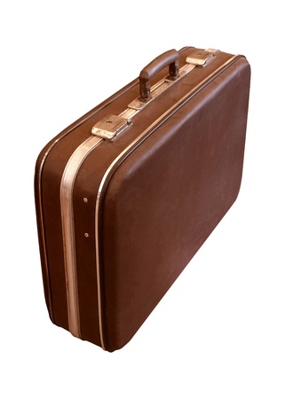 old suit case isolated whiteの写真素材