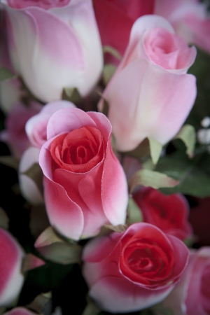 artificial of pink roses flower bouquetの写真素材