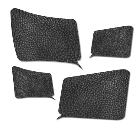 four size of Speech Bubbles made from texture of black leather with drop shadow on white backgroundの写真素材