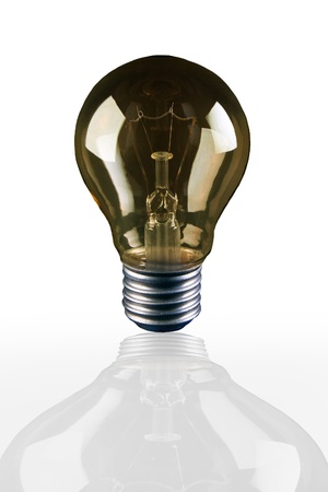 light bulb with shadow reflection on whiteの写真素材