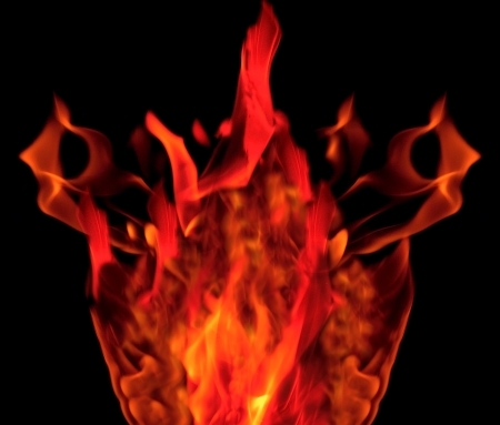 red hot fire on blackの写真素材