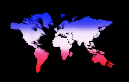 world map red white blueの写真素材
