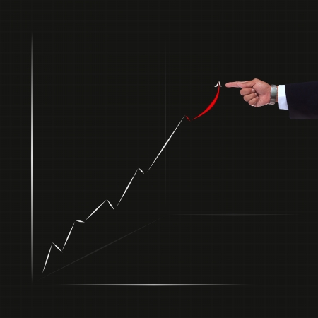 	business graph and hand pointing use for office meeting documentの写真素材