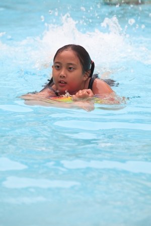 girl swimming in poolの写真素材