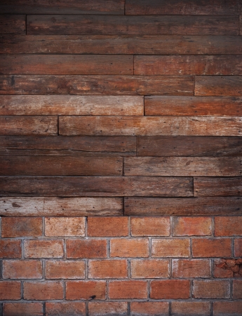 old wood and brick wall  use for multipurpose backgroundの写真素材