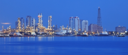 beautiful panorama scene of refinery industry  plant with comunity use as clean environment industrial corperatedの写真素材