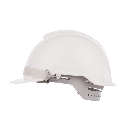 side view of white safety helmet isolated background for multipurposeの写真素材
