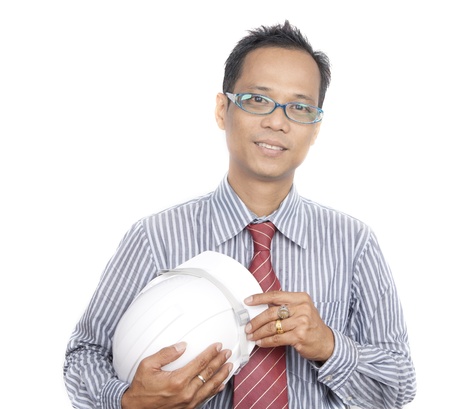 smiling engineer on white use for multipurpose for multipurposeの写真素材