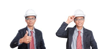 portrait of engineering man on white backgroundの写真素材