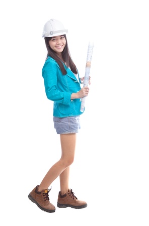 female architect isolated white  use for multipurposeの写真素材