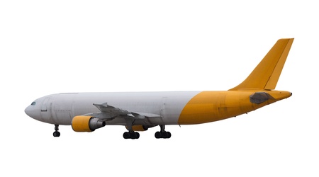 	landing of white plane isolated background for multipurposeの写真素材