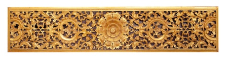 thai fine art wood craft in public temple isolated whiteの写真素材