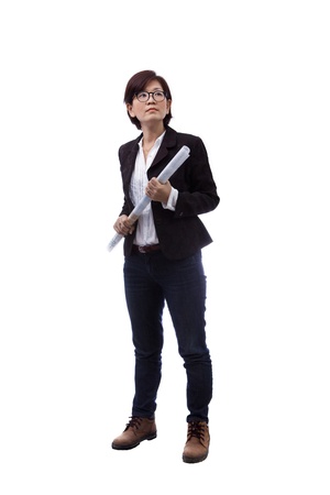 female architect isolated on white use for multipurposeの写真素材