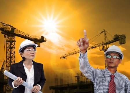 engineering man working in construction site use for construction industry businessの写真素材