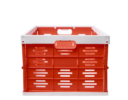 plastic container basket isolated white backgroundの写真素材