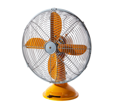 old classic retro and vintage electric fan isolated white background use for home decoration and house appliance with period styleの写真素材