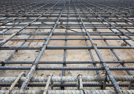 reinforce iron cage net for built buiilding floor in construction siteの写真素材