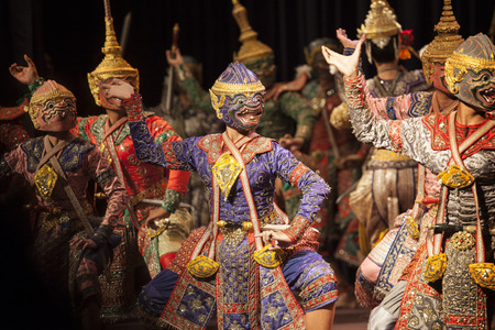 BANGKOK THAILAND - AUGUST 7 hanuman brothers one part of  Praram army force great scene in Khon...