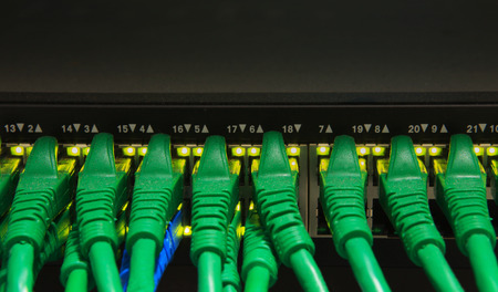 usb cable board hub in digital telecommunication control room