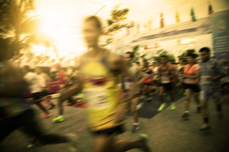 blur of marathon runner at start point  begin the competitionの写真素材