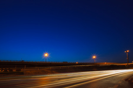blue sky at night and road transport background