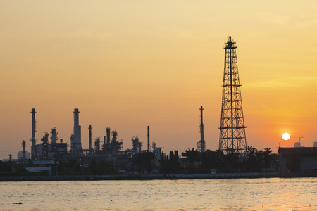 oil refinery plant with morning light use for petrochemical industry